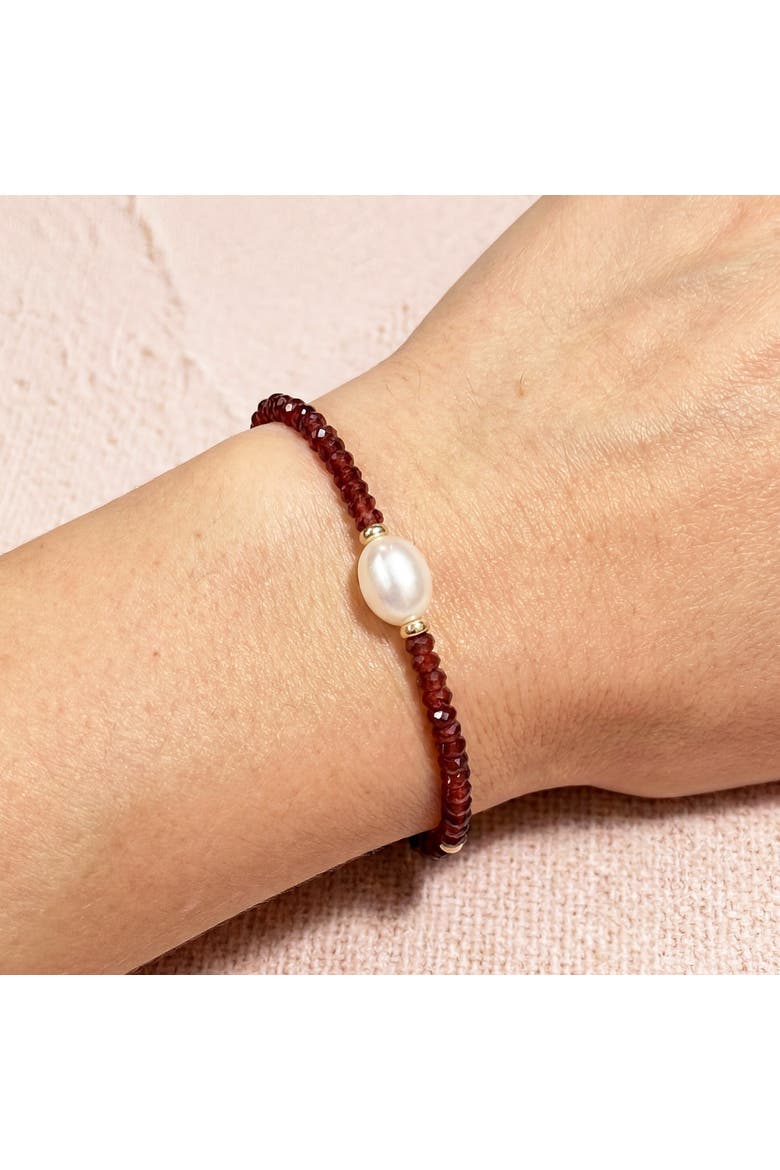Garnet Bead Pearl Bracelet, Alternate, color, Garnet