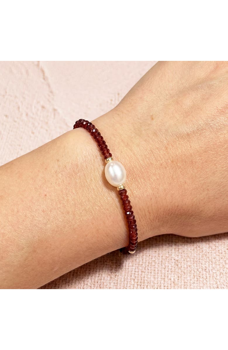 The Lovery Fine Jewelry Garnet Bead Pearl Bracelet, Alternate, color, Garnet