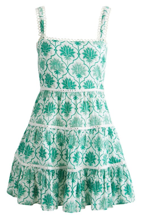 Saylor Pollyanna Palm Print Tiered Cotton Minidress