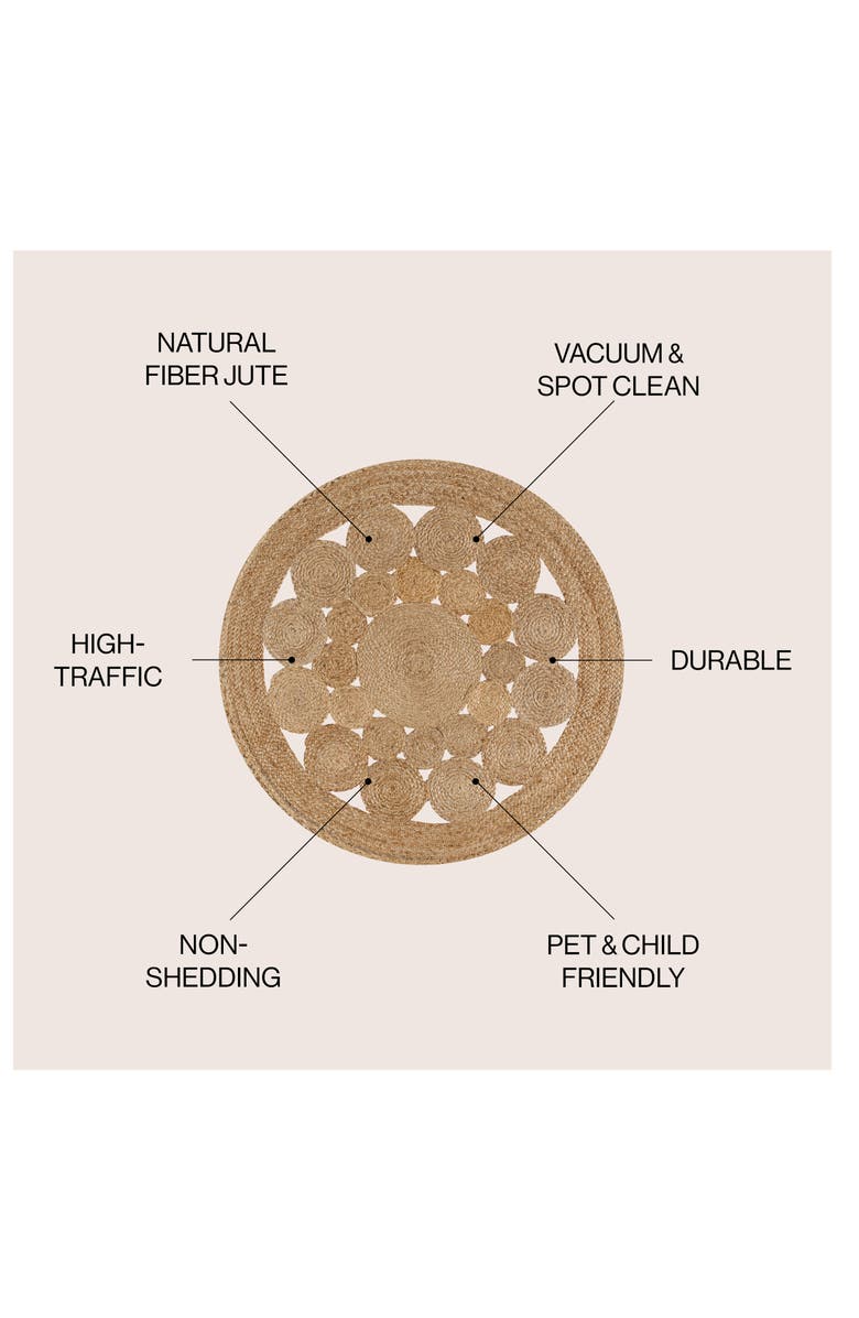 JONATHAN Y Cassia Round Natural Jute Boho Circle Natural Round Area Rug, Alternate, color, Natural