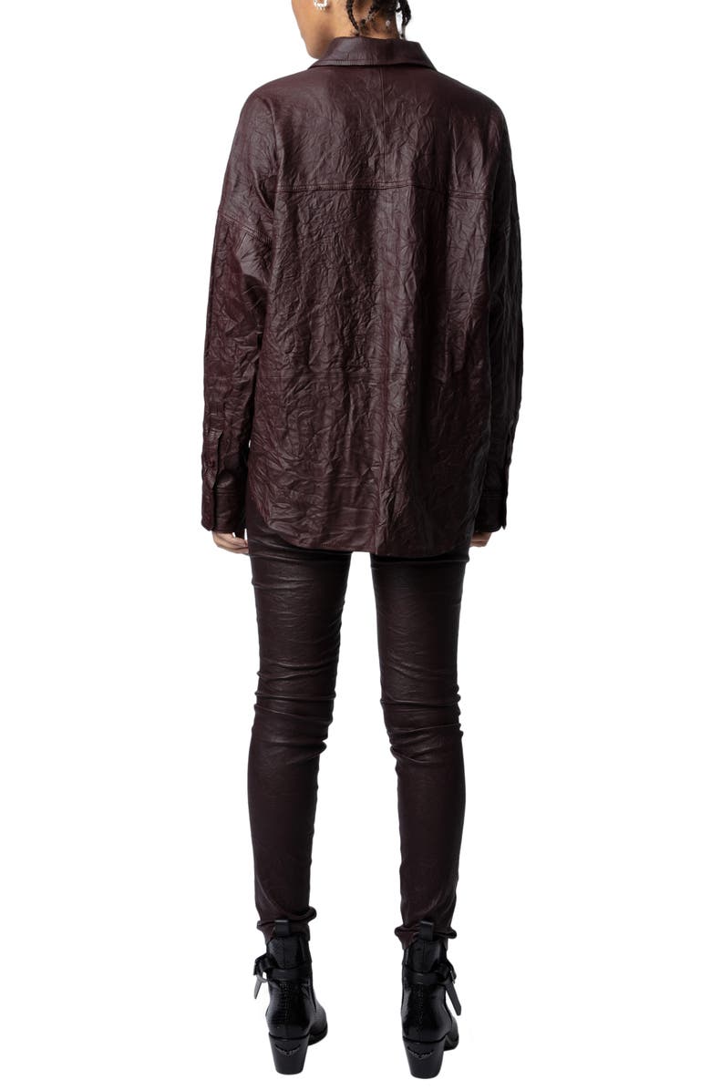 Zadig & Voltaire Tamara Textured Lambskin Leather Shirt, Alternate, color, 