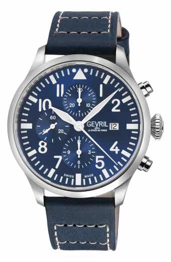 Vaughn Automatic Chronograph Leather Strap Watch, 44mm