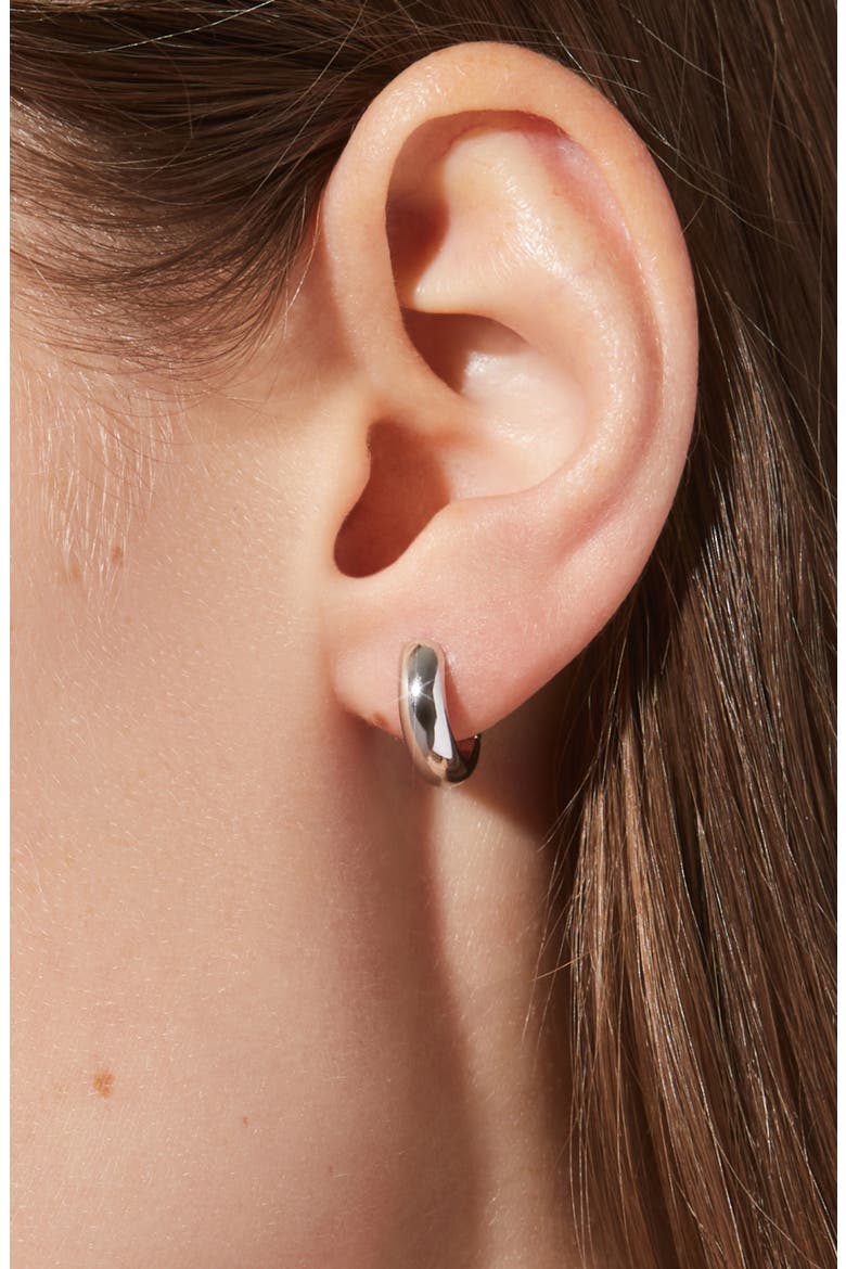 Giulia Huggie Hoop Earrings, Alternate, color, SILVER