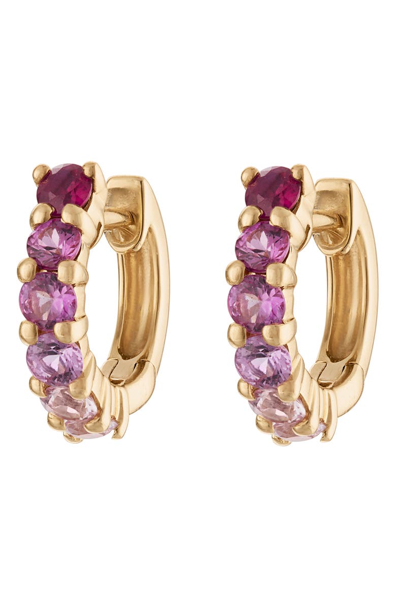 EDEN PRESLEY EP Signature Huggie Hoop Earrings, Main, color, Pink Yellow Gold