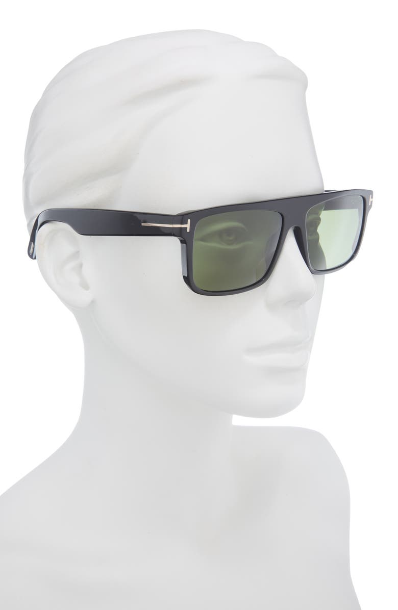 TOM FORD 58mm Square Sunglasses, Alternate, color, Shiny Black / Green