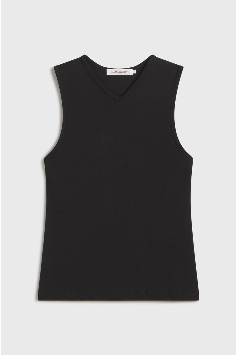 High V Neck Tank, Alternate, color, Black