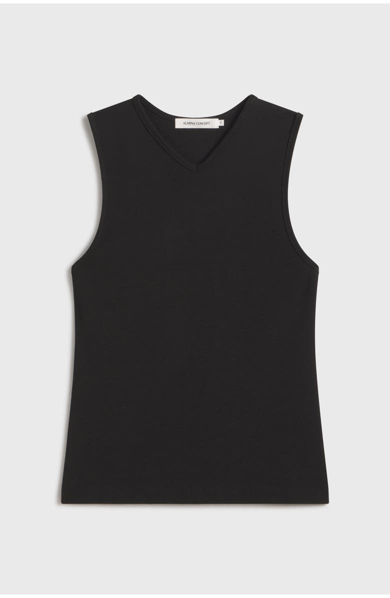 Almina Concept High V Neck Tank, Alternate, color, Black