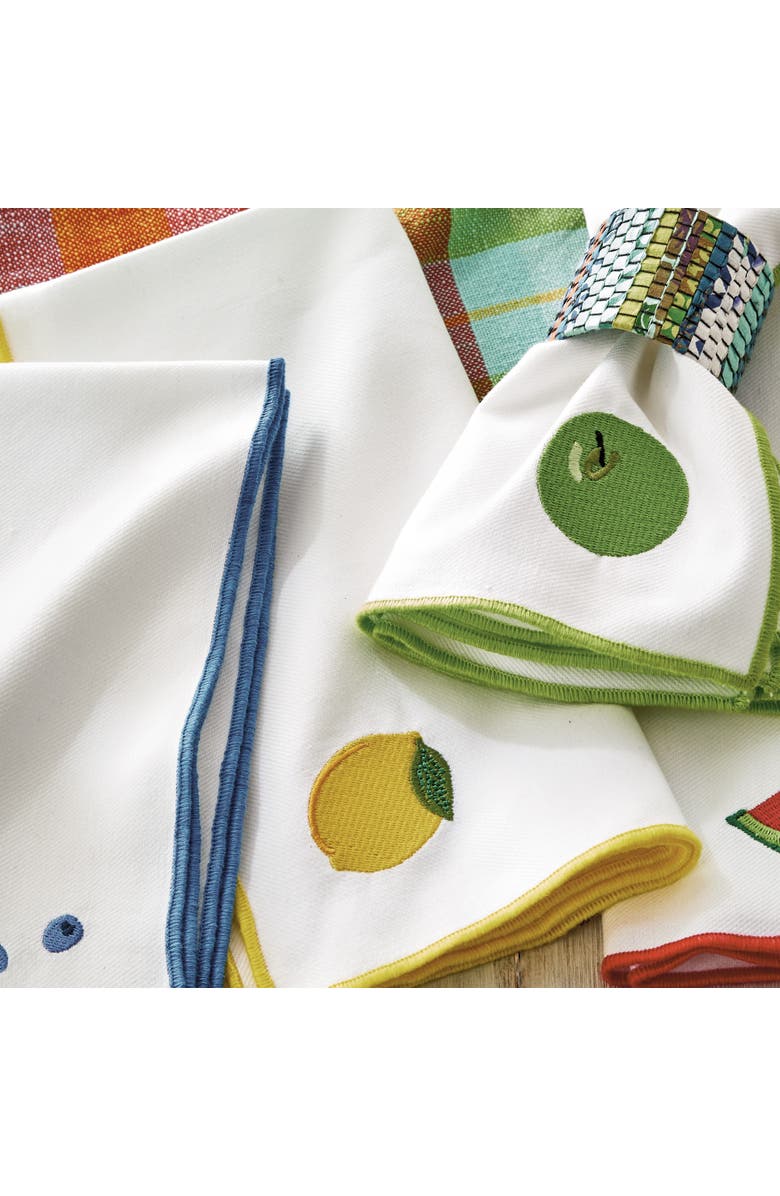 tag Fresh Pick Embroidered Napkin S/4 Multi Cotton Summer, Alternate, color, White