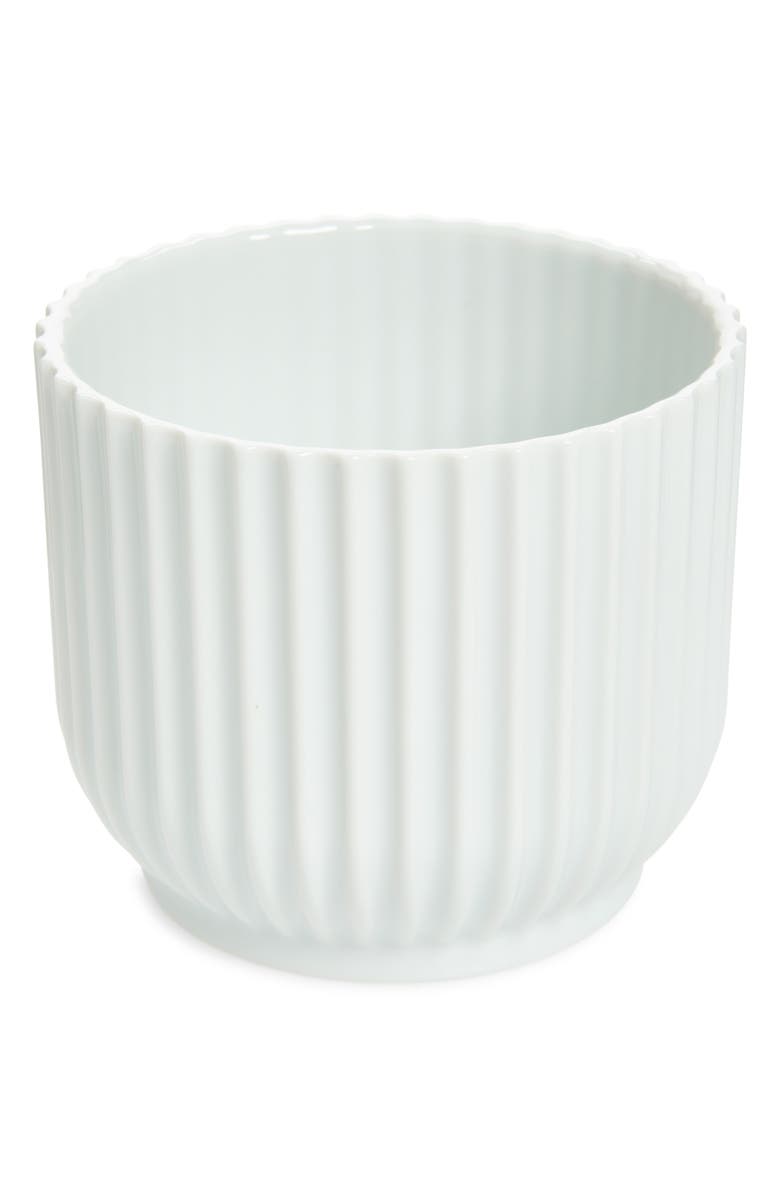 Lyngby Porcelaen Porcelain Flowerpot, Main, color, White Small