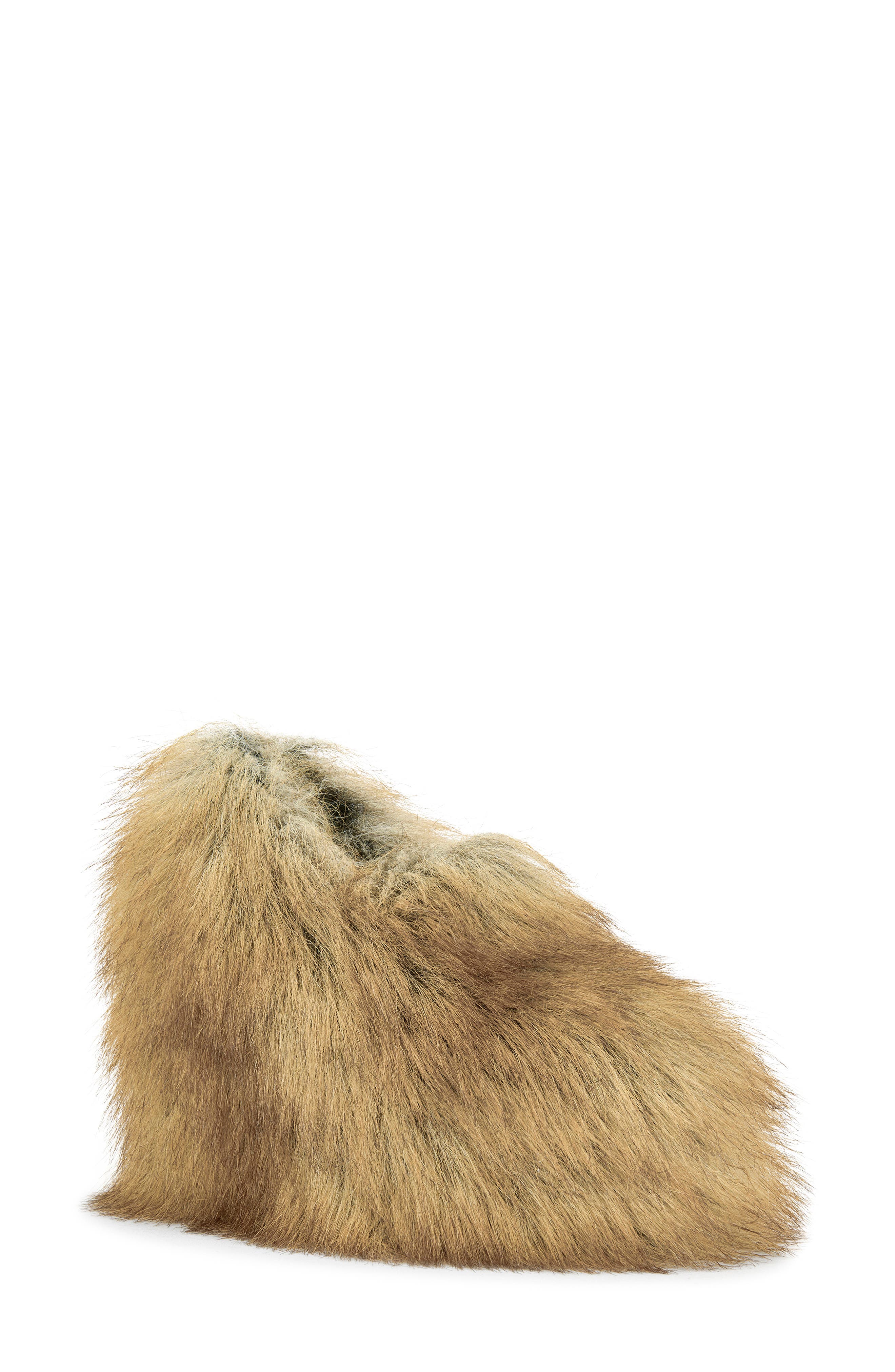 AZALEA WANG Jaeke Faux Fur Wedge Pump, Main, color, Brown