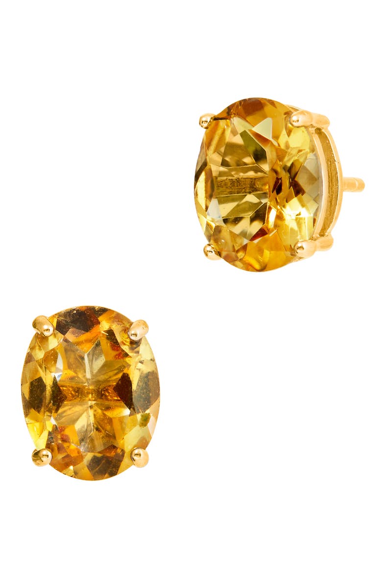 SAVVY CIE JEWELS Citrine Stud Earrings, Main, color, Yellow