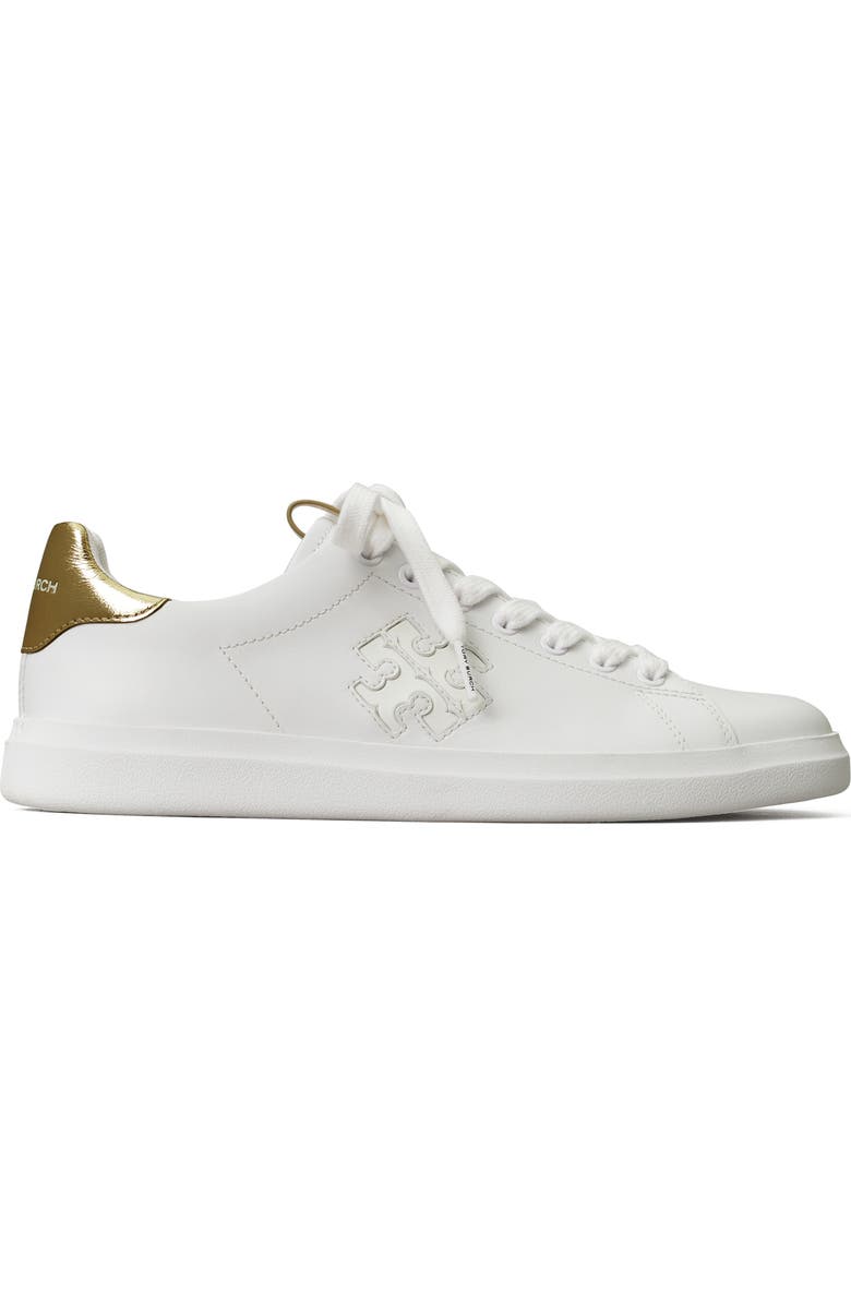Tory Burch Double T Howell Court Sneaker, Alternate, color, Titanium White / Spa