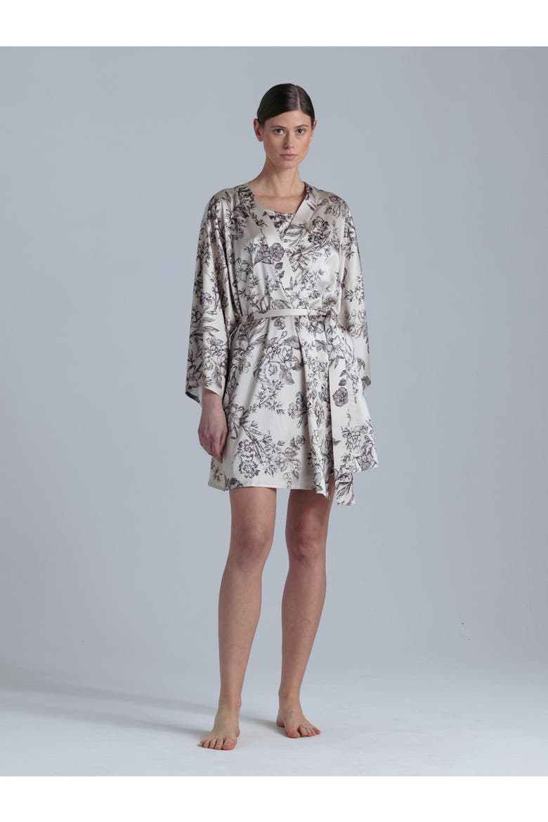 Silk 3/4 Sleeve Dressing Gown, Main, color, Floral Print