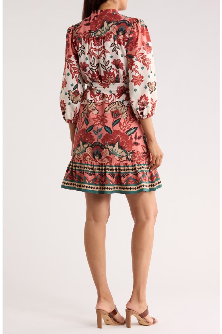 Floral Balloon Sleeve Shift Dress, Alternate, color, CORAL