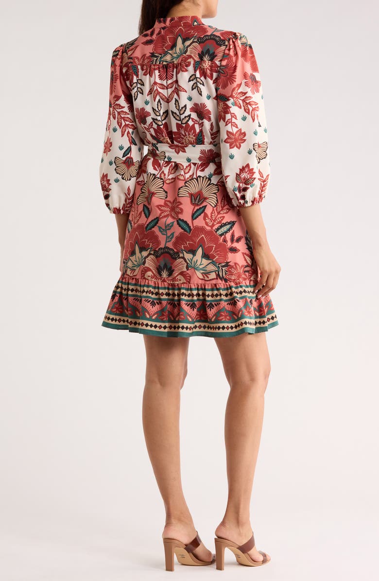 Vince Camuto Floral Balloon Sleeve Shift Dress, Alternate, color, Coral