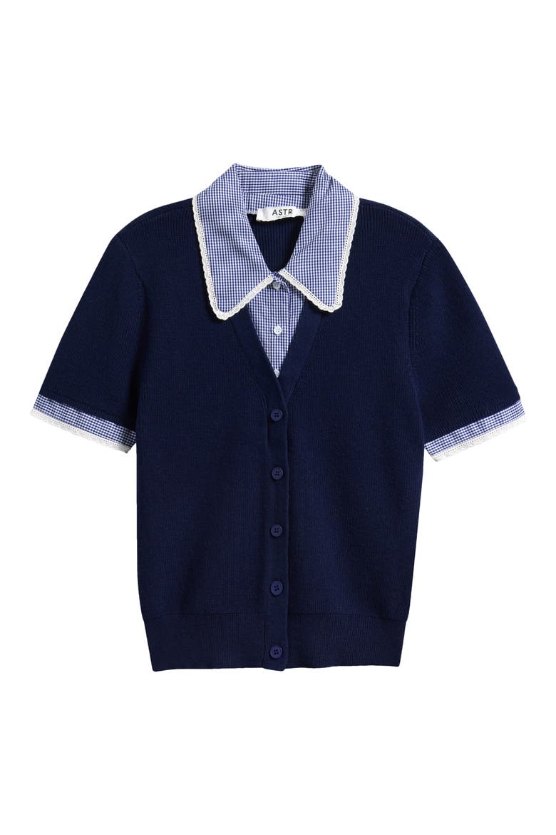 Marlee Mixed Media Cardigan, Alternate, color, NAVY PLAID