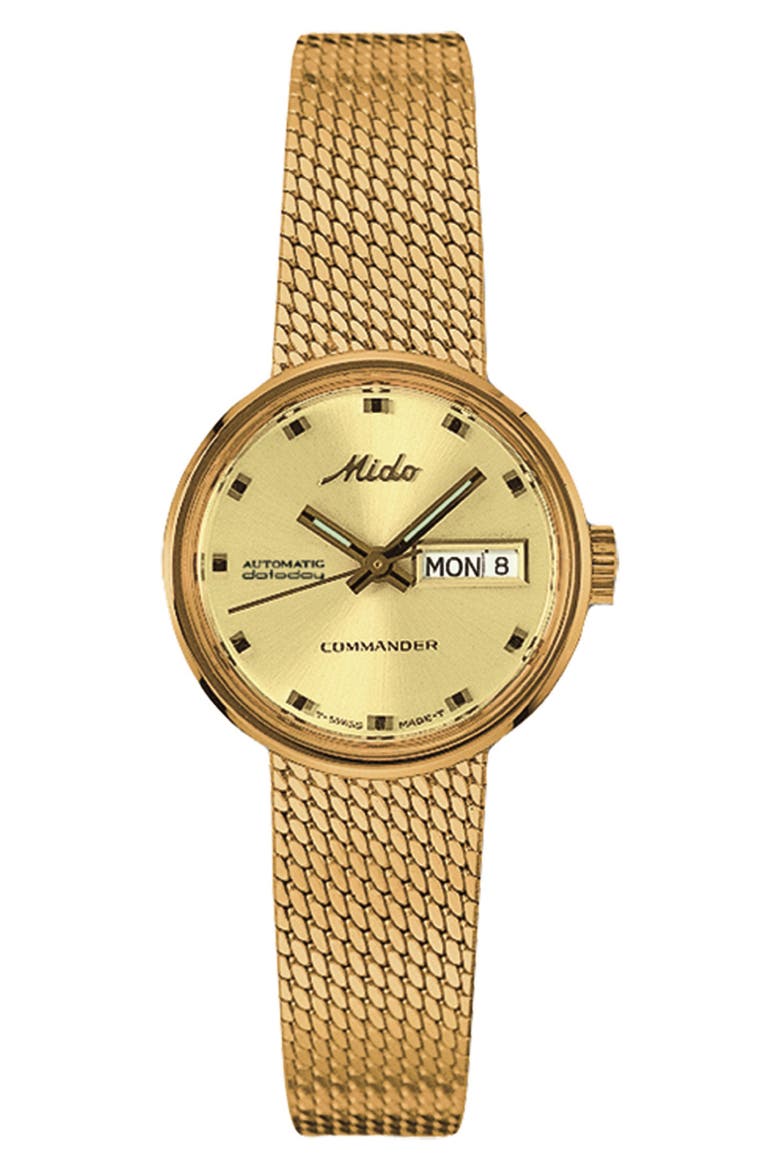 Commander 1959 Automatic Mesh Strap Watch, 23.5mm, Main, color, YELLOW