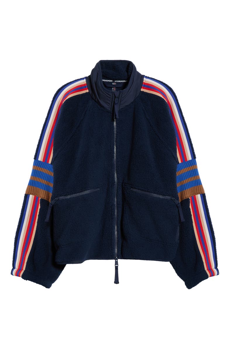 Free People Mountain High Fleece Jacket, Alternate, color, Midnight Navy Combo