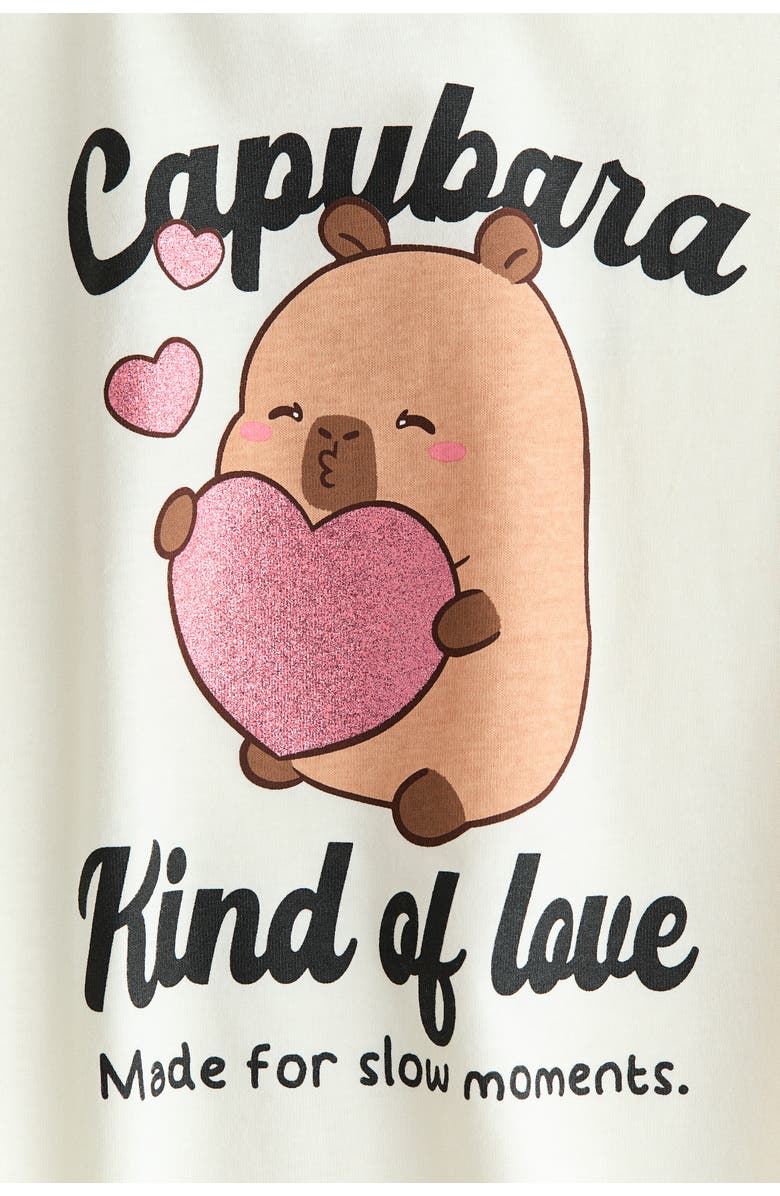 H&M Printed T-shirt, Alternate, color, Cream/Capyfun