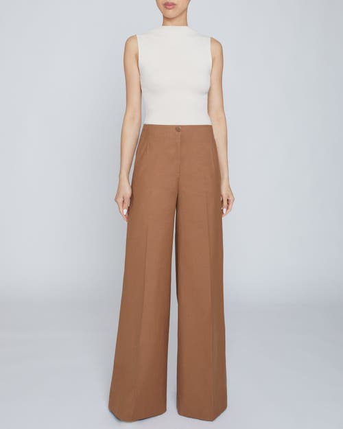 Santorelli Lily Wide-leg Stretch Cotton Pants In Bronze