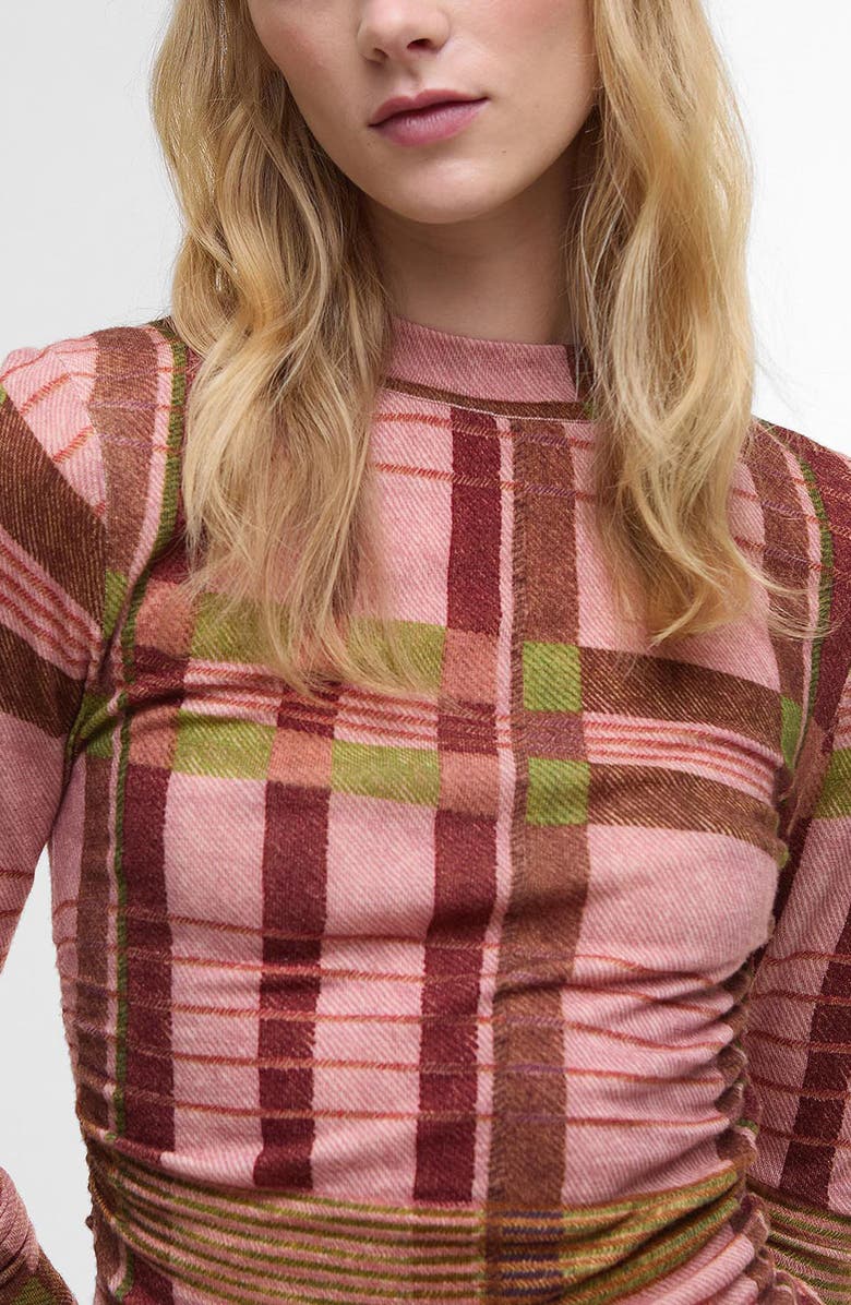 Barbour x Farm Rio Thalita Abstract Tartan Knit Top, Alternate, color, Pink Tartan