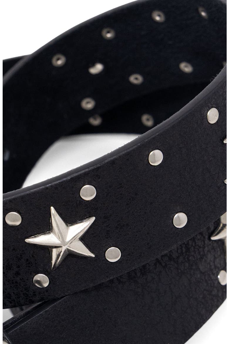 Star Stud Leather Belt, Alternate, color, BLACK
