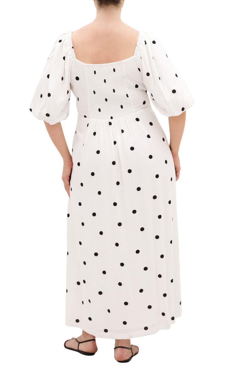 City Chic Nala Dot Maxi Dress, Alternate, color, Black Polka Dot