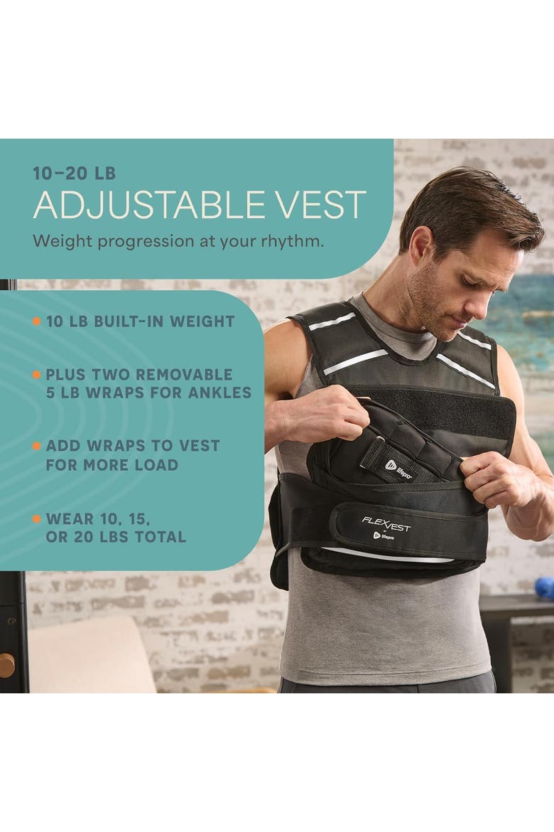 Flexvest Adjustable Weighted Vest for Women & Men 15 or 20 lb Workout Vest for Running, Cardio, Strength Training, Alternate, color, Black for Men