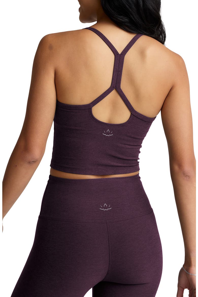 Space Dye Slim Racerback Crop Tank, Alternate, color, EGGPLANT PURPLE HEATHER