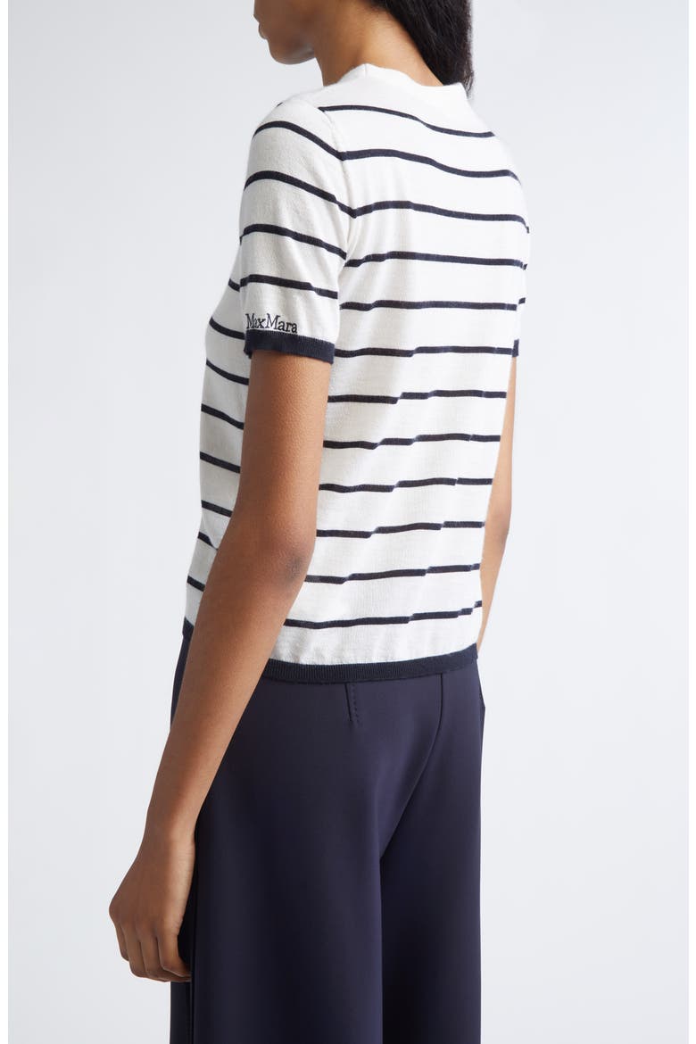 Pavetta Stripe Short Sleeve Cashmere & Silk Sweater, Alternate, color, IVORY