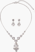 Modenaire Elegant Teardrop Crystal Necklace Earrings Set