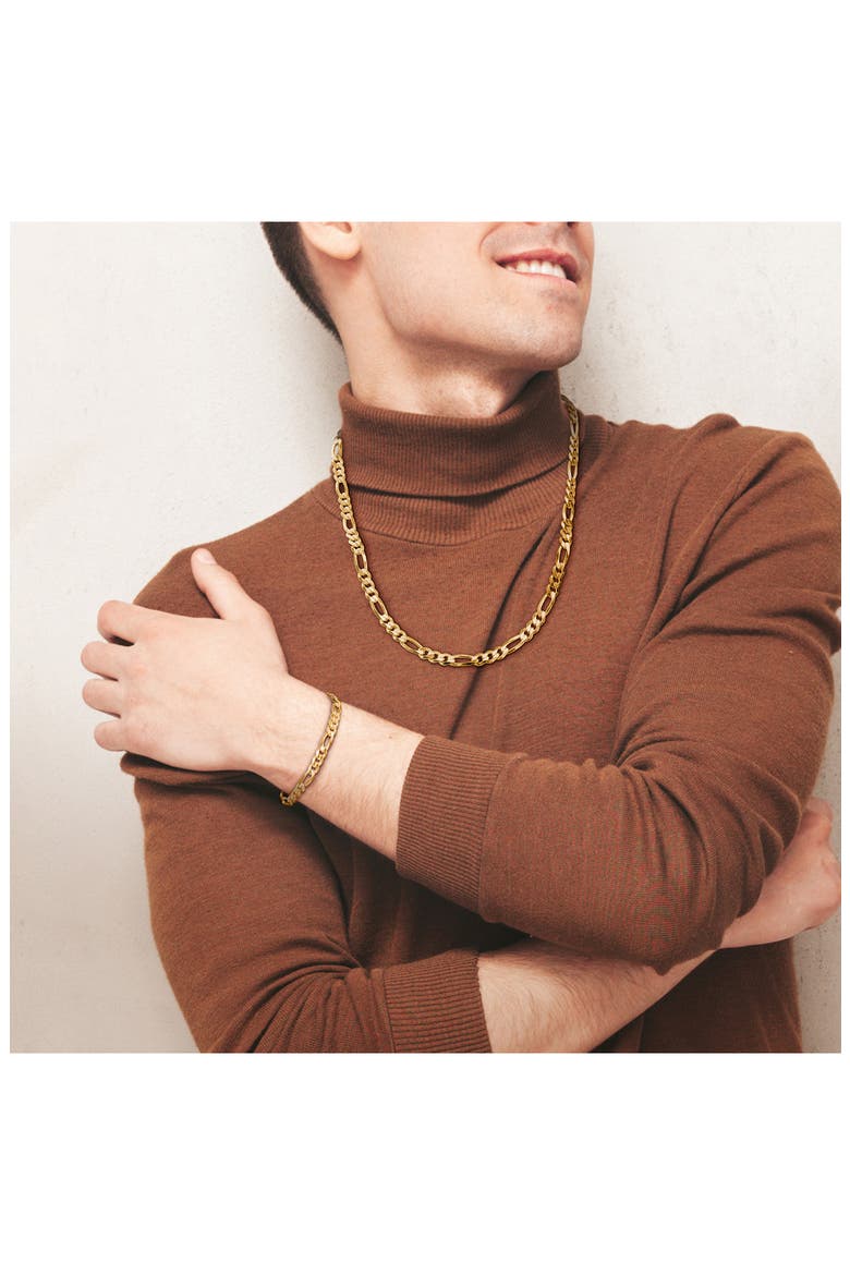Men's Figaro Chain Necklace & Bracelet Set, Alternate, color, YELLOW GOLD