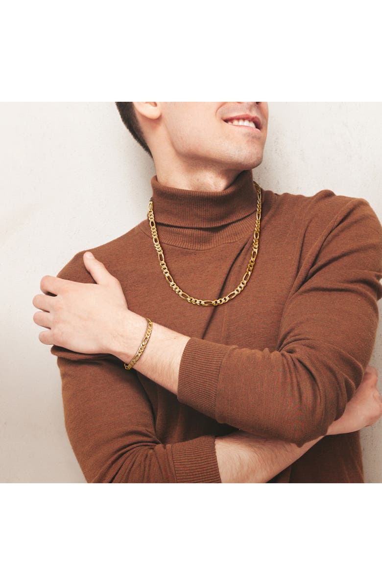 DELMAR Men's Figaro Chain Necklace & Bracelet Set, Alternate, color, Yellow Gold