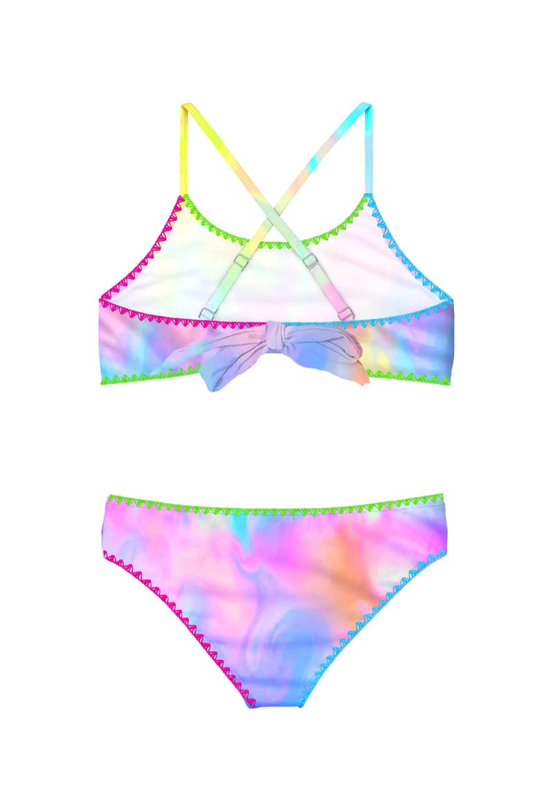 Marble Print Bikini Swimsuit with Embroidered Trim, Alternate, color, Pink Multi