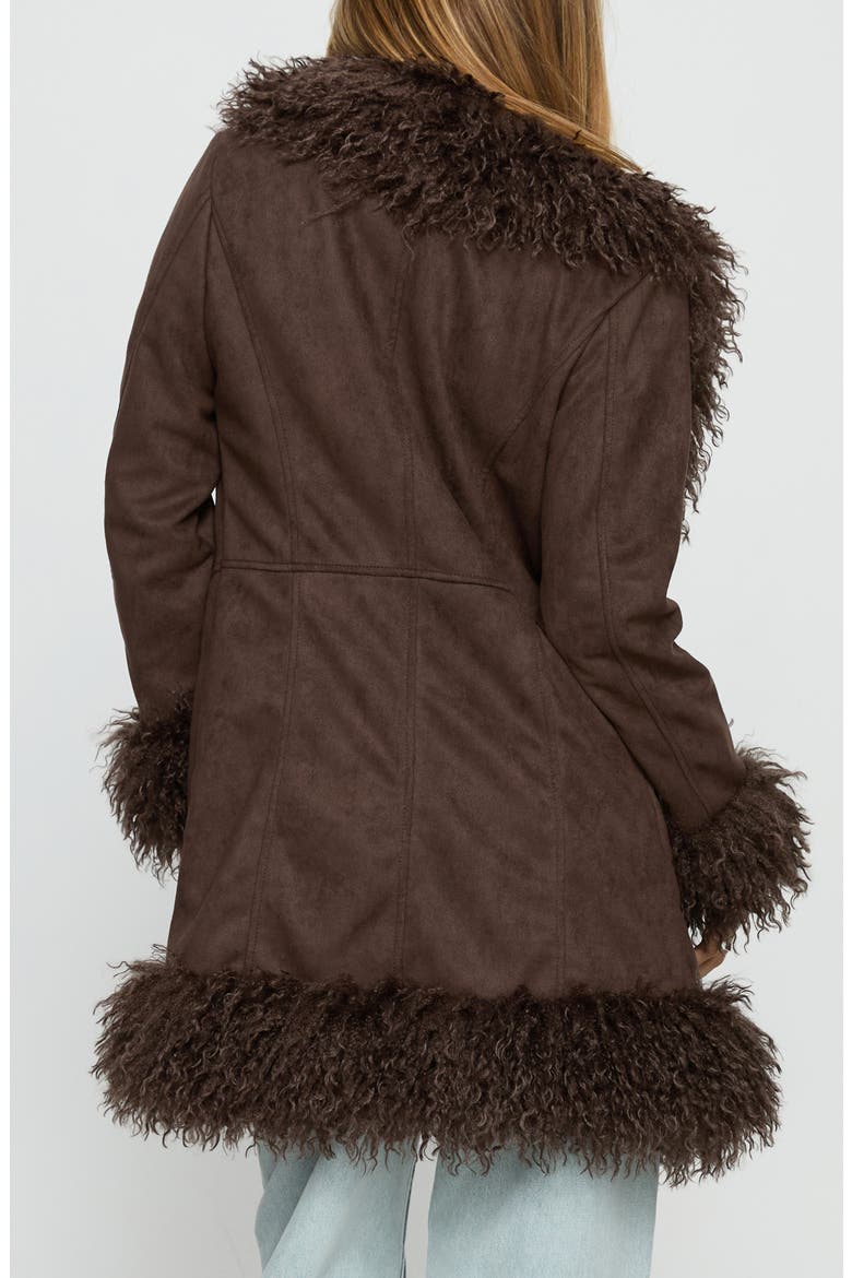 Josefina Faux Shearling Coat, Alternate, color, CHOCOLATE