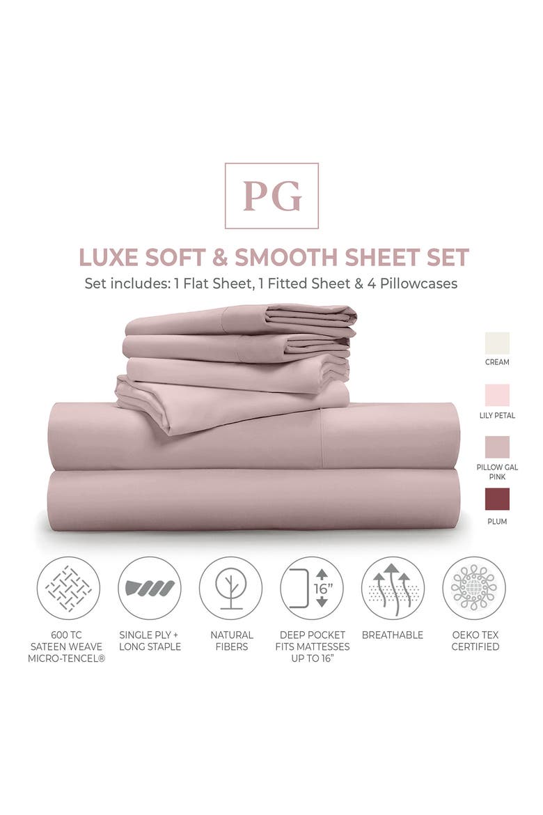 Luxe Soft & Smooth 6-Piece Sheet Set, Alternate, color, PG PINK