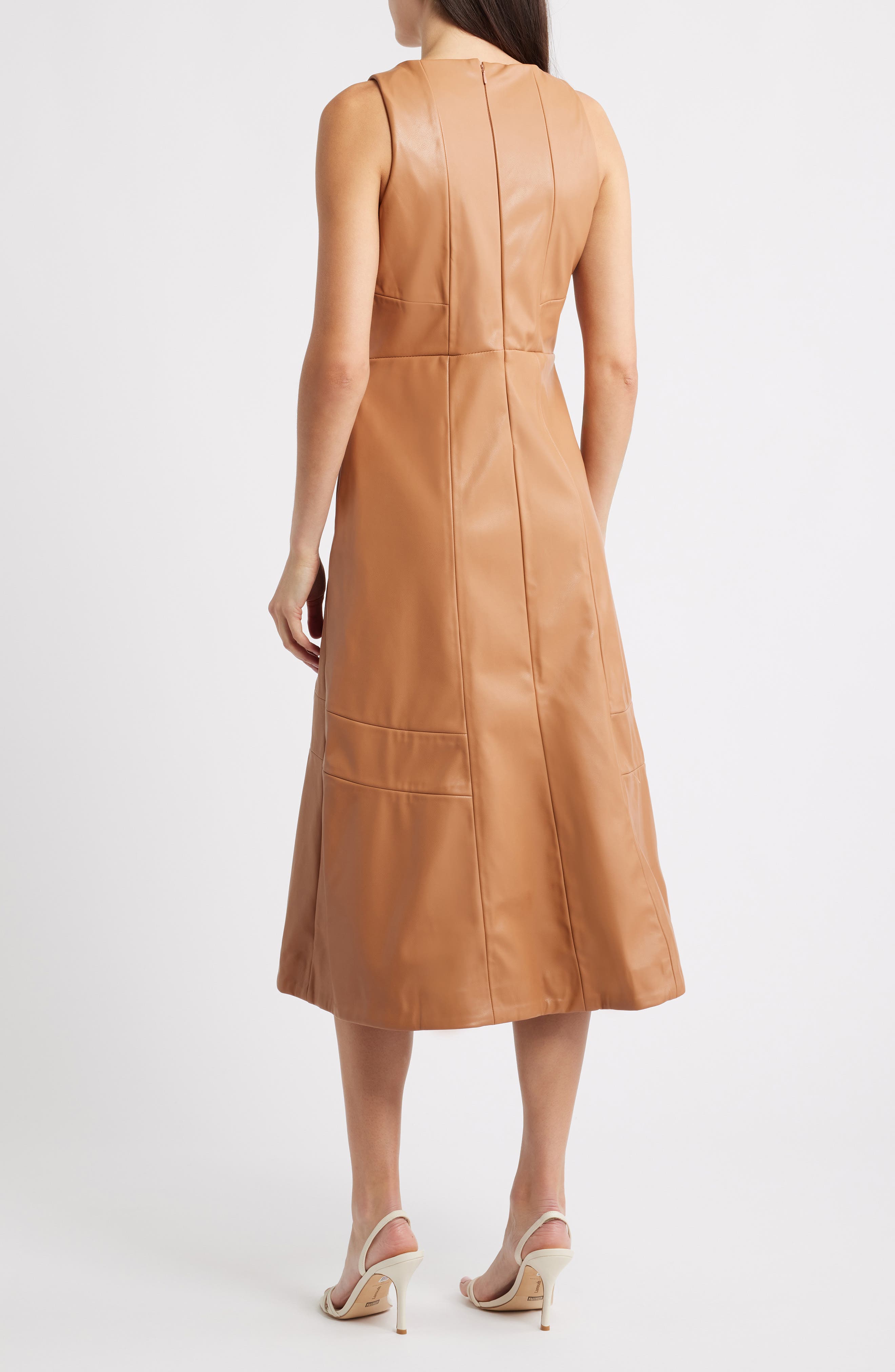 Structured Faux Leather Midi Dress - image 4