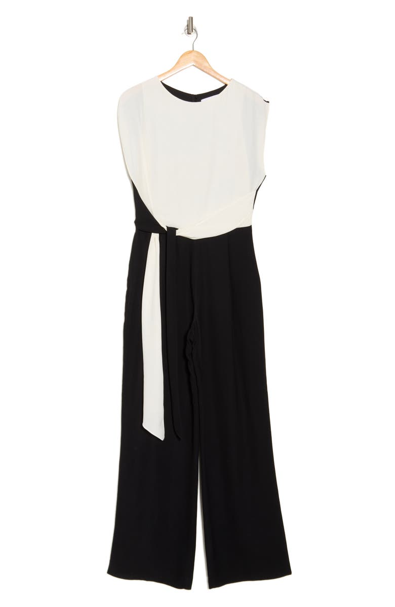Reiss Alba Colorblock Wide Leg Jumpsuit, Alternate, color, Black/ Cream