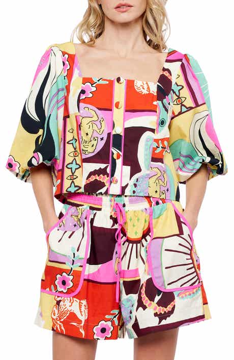 CIEBON Kaitlin Print Button-Up Shirt