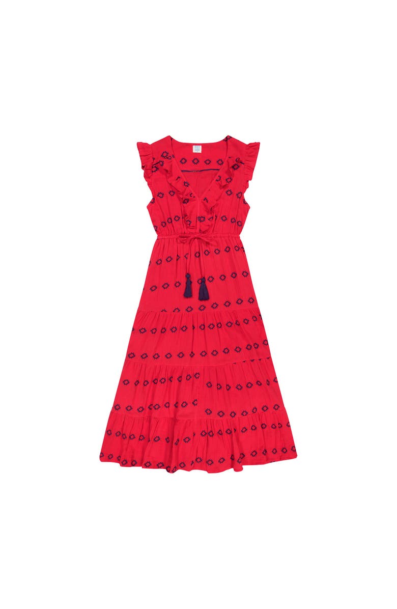 Mer St. Barth Giselle Maxi Dress, Alternate, color, Red Embroidery