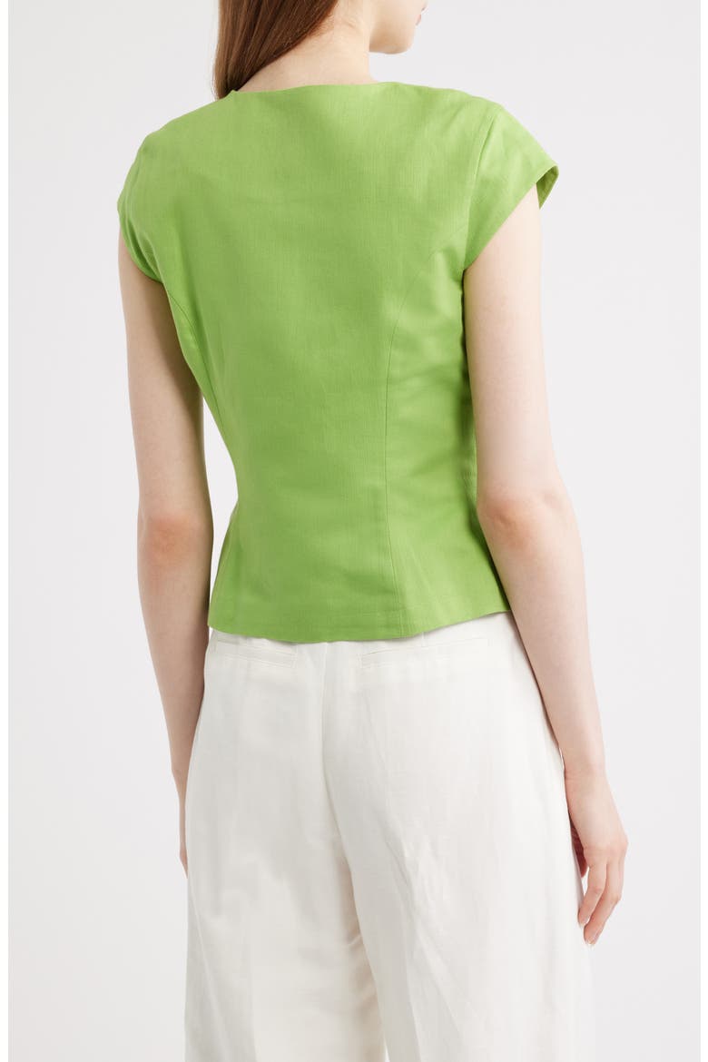 Connie Organic Cotton & Linen Blend Button-Up Top, Alternate, color, APPLE GREEN