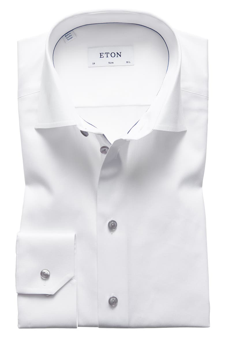 Slim Fit Cotton Twill Dress Shirt, Alternate, color, WHITE