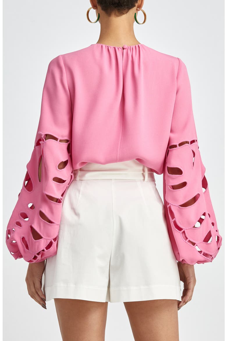 Palm Leaf Embroidered Cutout Blouse, Alternate, color, SPINEL