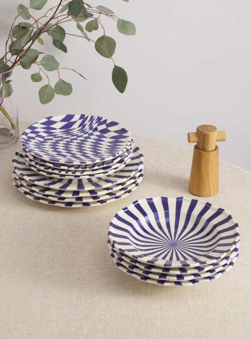 Maison Madison Home Mafalda 12 Piece Set With Pasta Bowl In Blue/checkered