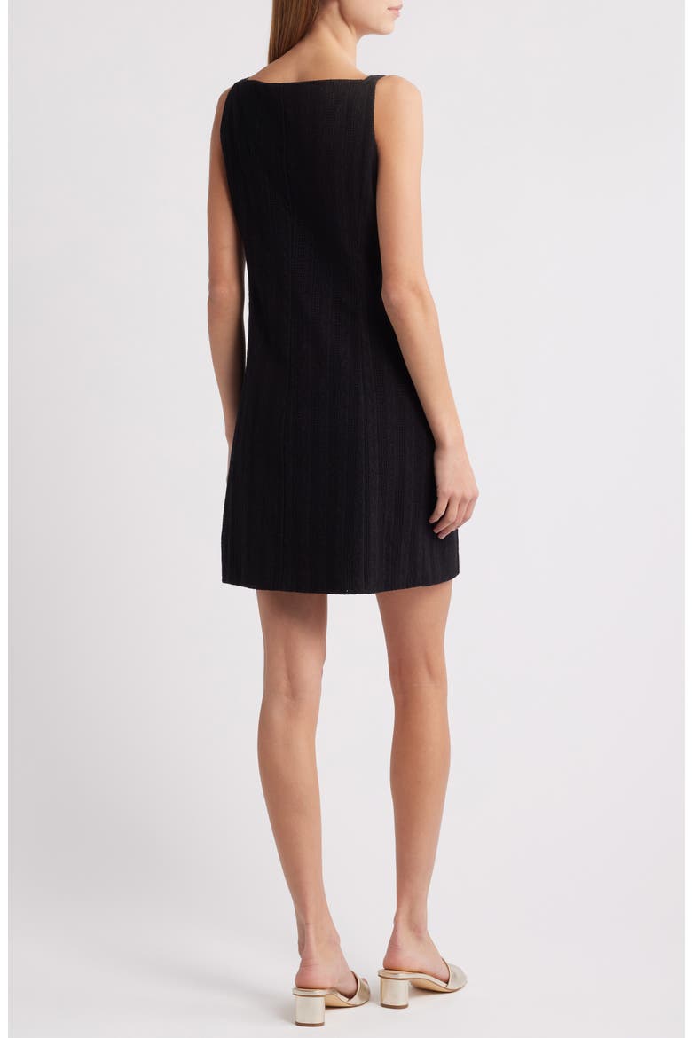 Textured Stripe Cotton Minidress, Alternate, color, BLACK