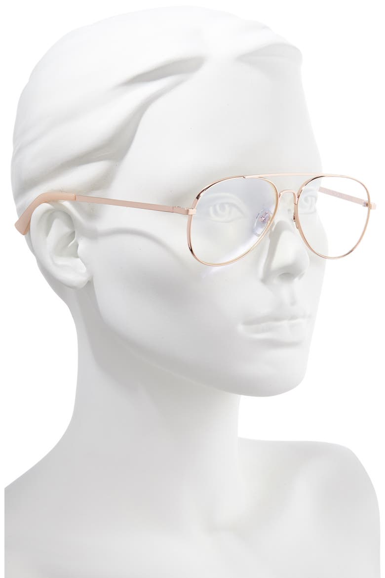 The Fart of the Eel 57mm Blue Light Blocking Reading Glasses, Alternate, color, ROSE GOLD