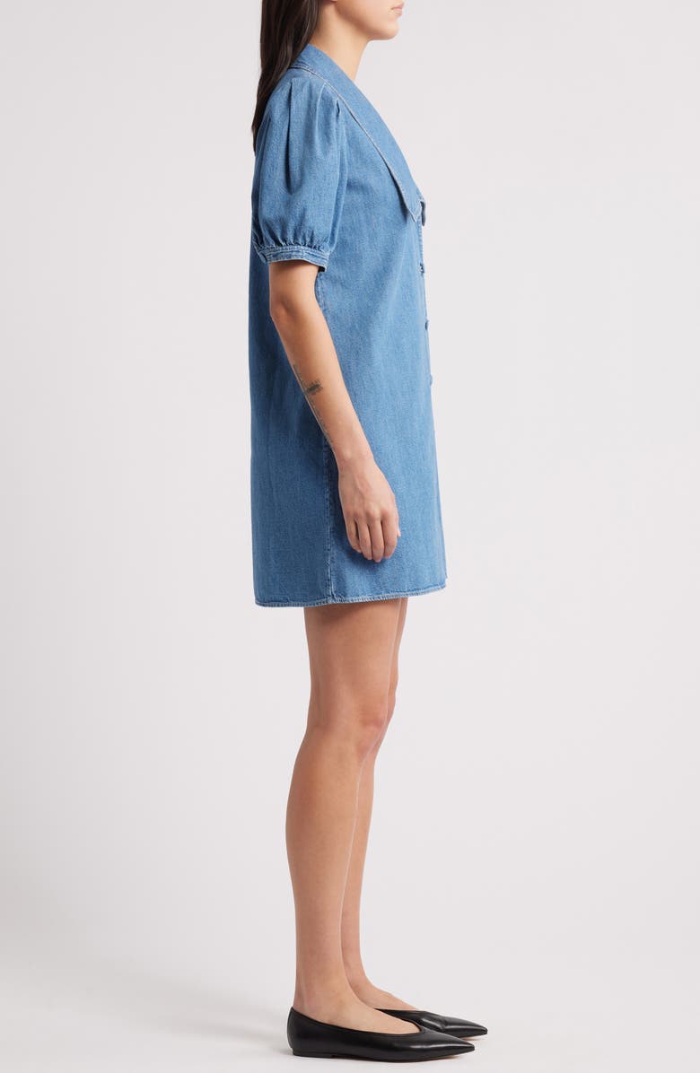 FRAME Sailor Puff Sleeve Denim Minidress, Alternate, color, Starlet