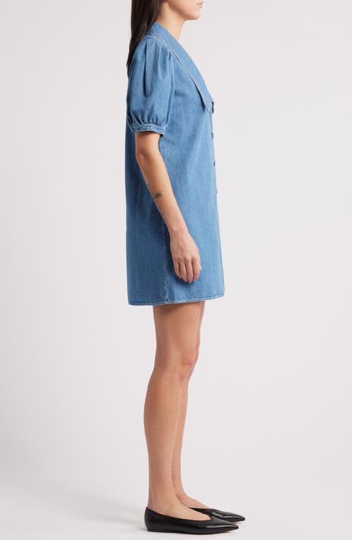 Frame Womens The Sailor Puffed-sleeves Denim-blend Mini Dress Starlet In Starlet