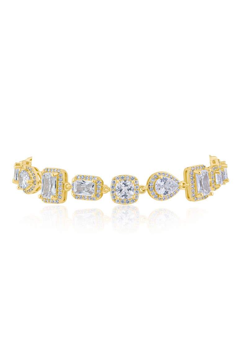 Halo Cubic Zirconia Bracelet, Main, color, CLEAR/ GOLD