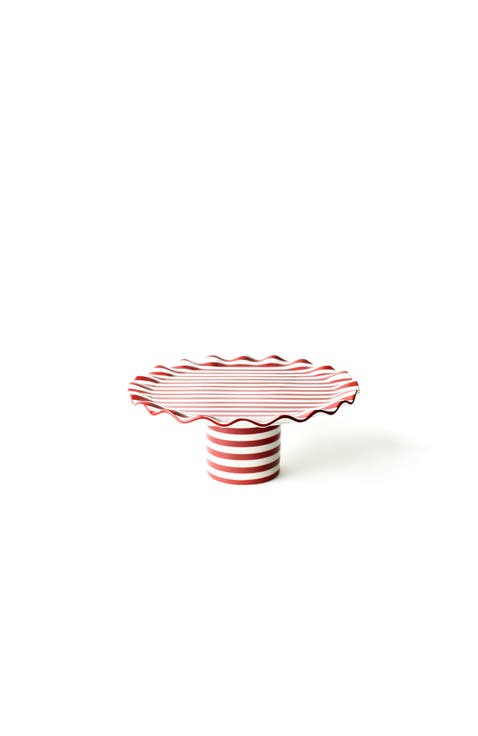 Red Stripe Small Ruffle Cake Stand